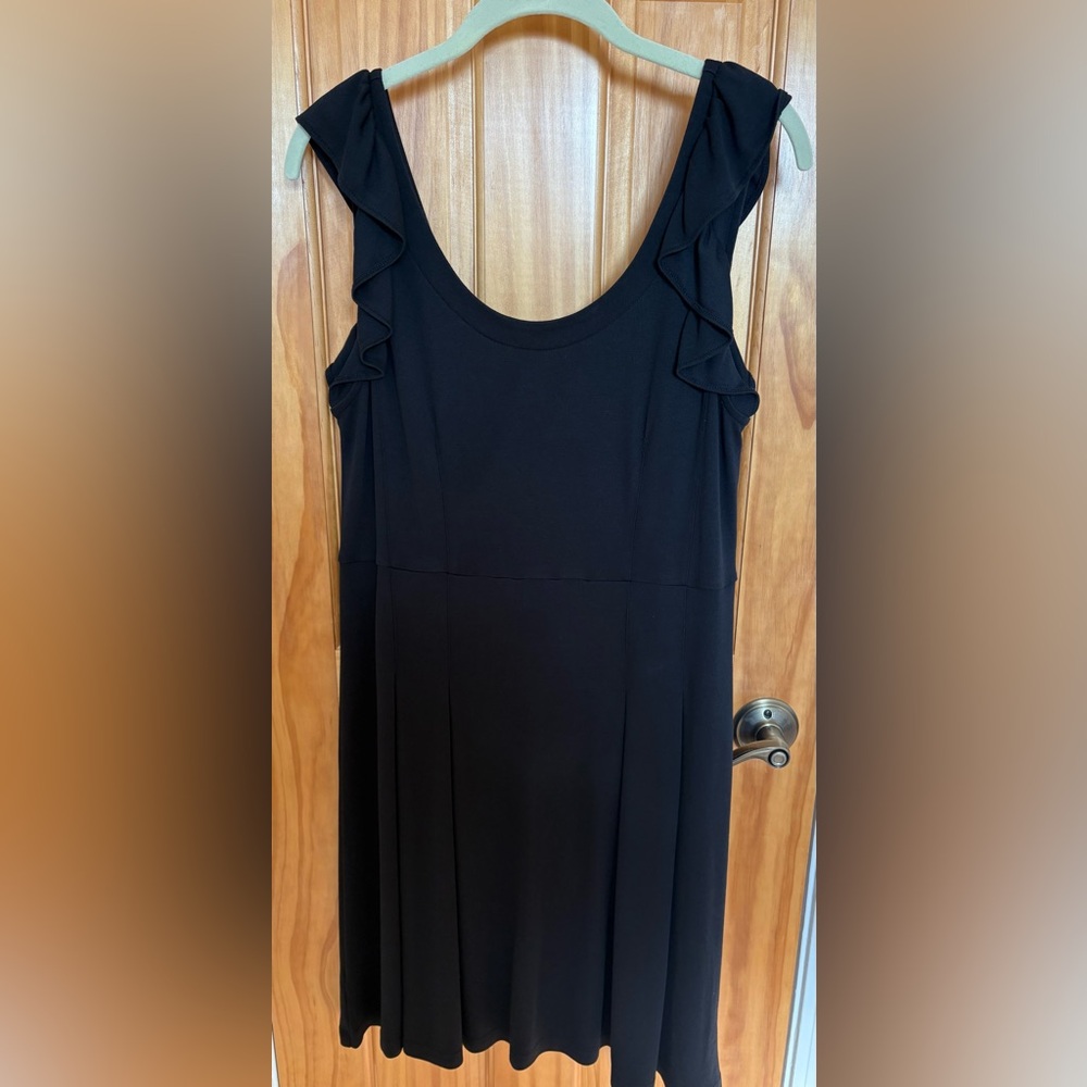 Loft Black Ruffle Sleeve A-line Dress